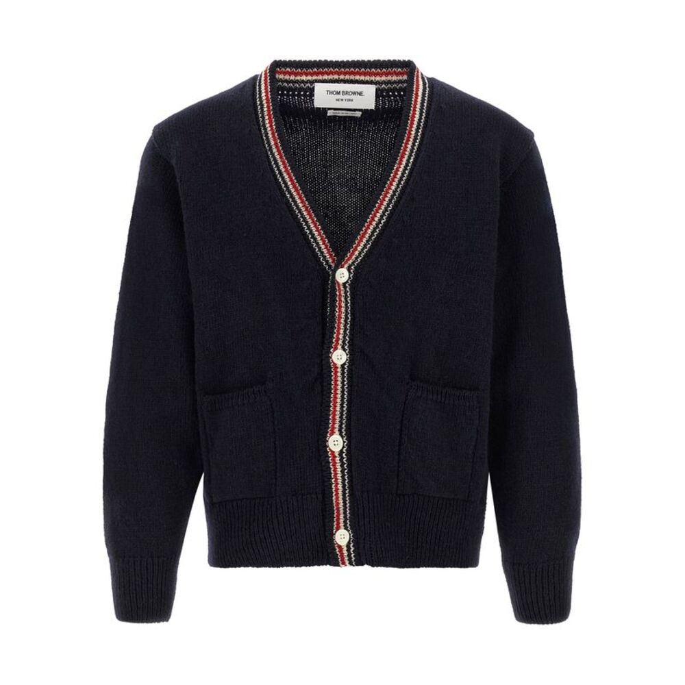 Thom Browne Blue Wool Men's Cardigan
